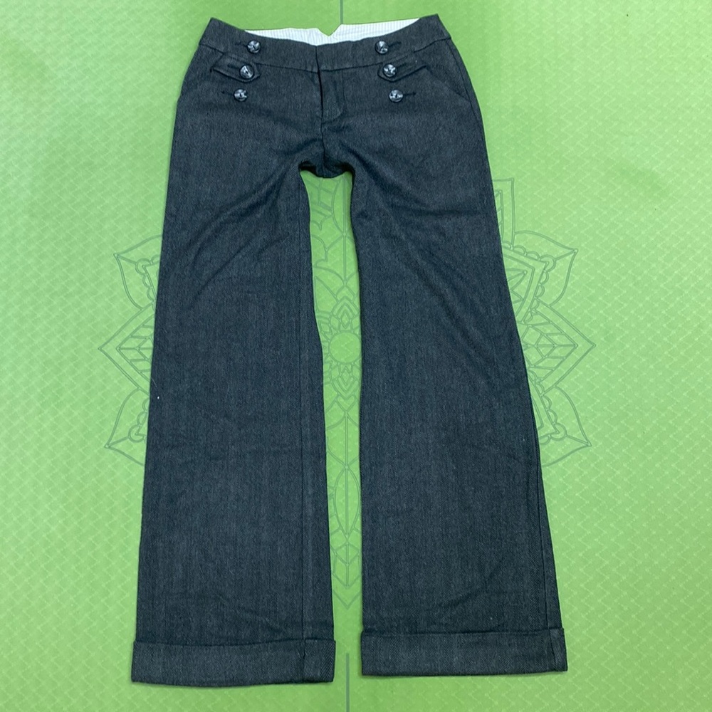 Cidra Wide-Leg Trousers. Dark grey & black herringbone. Good, used condition.
